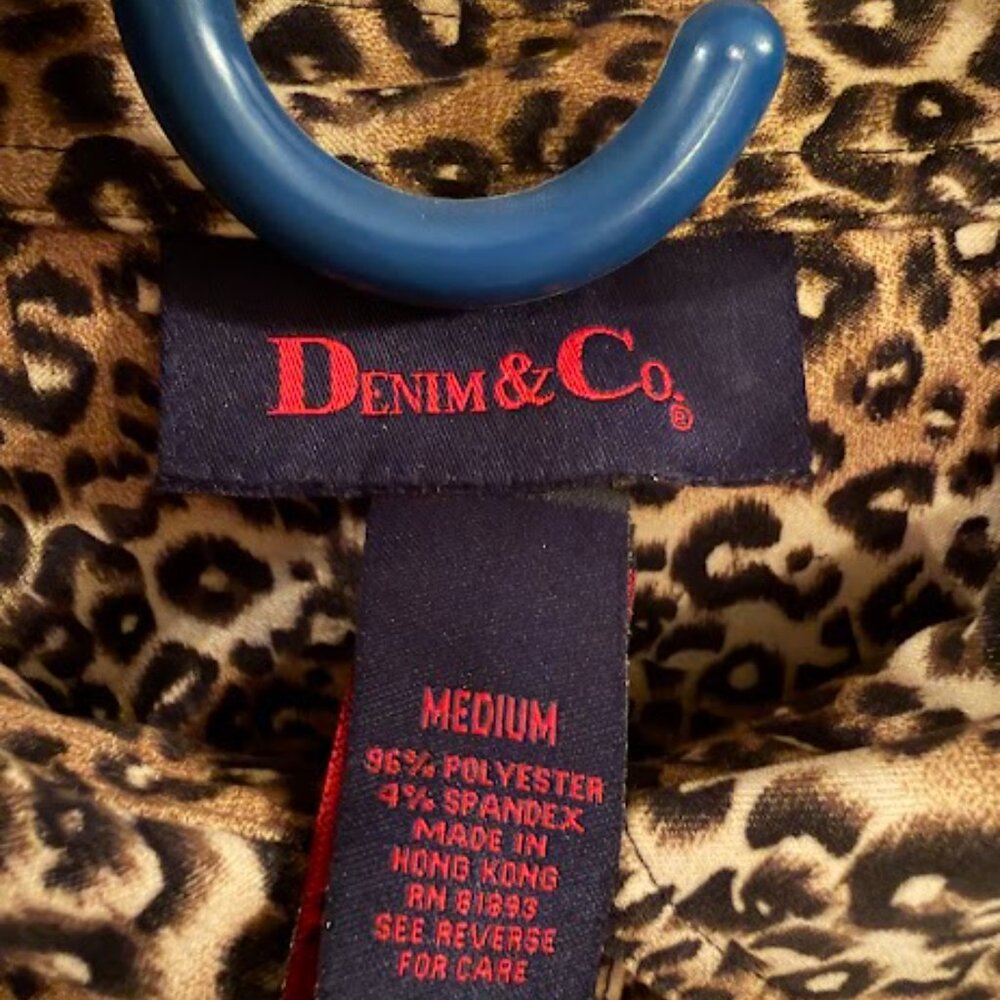 Denim & Co Animal/Leopard Print Stylish Button-Down Shirt Very Good Condition, M - Picture 3 of 6